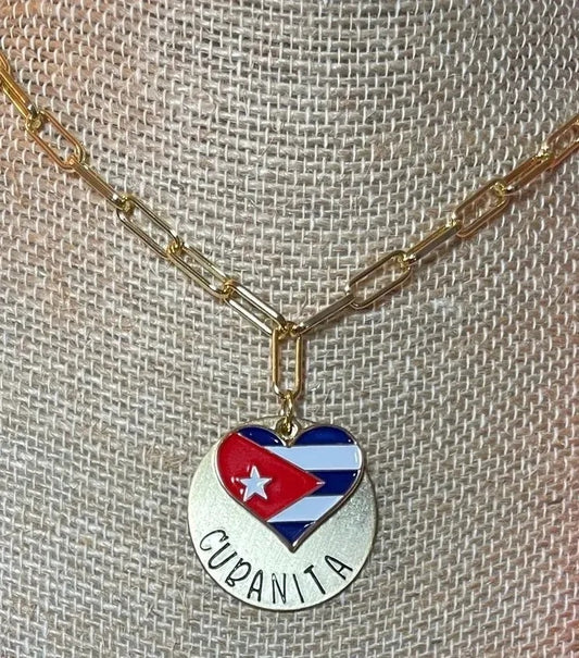 Cubanita Heart Flag Necklace