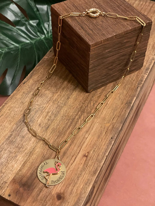 Tranquila y Tropical Flamingo Necklace