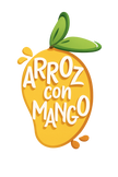 Mango-shaped logo with 'Arroz con Mango' text on a white background