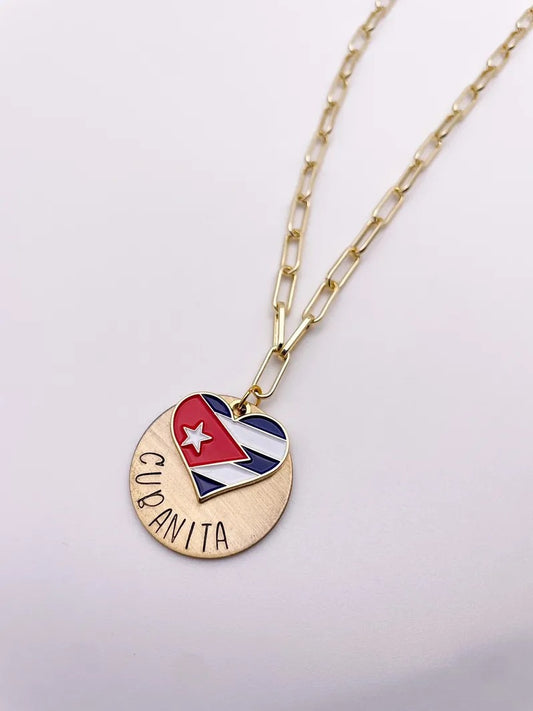 Cubanita Heart Flag Necklace