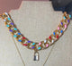 Color Cuban Link Lock Necklace