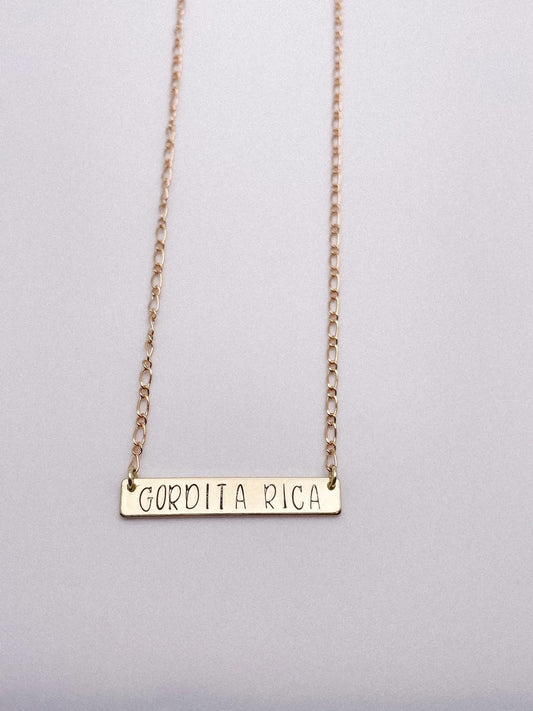 Gordita Rica Name Bar Necklace