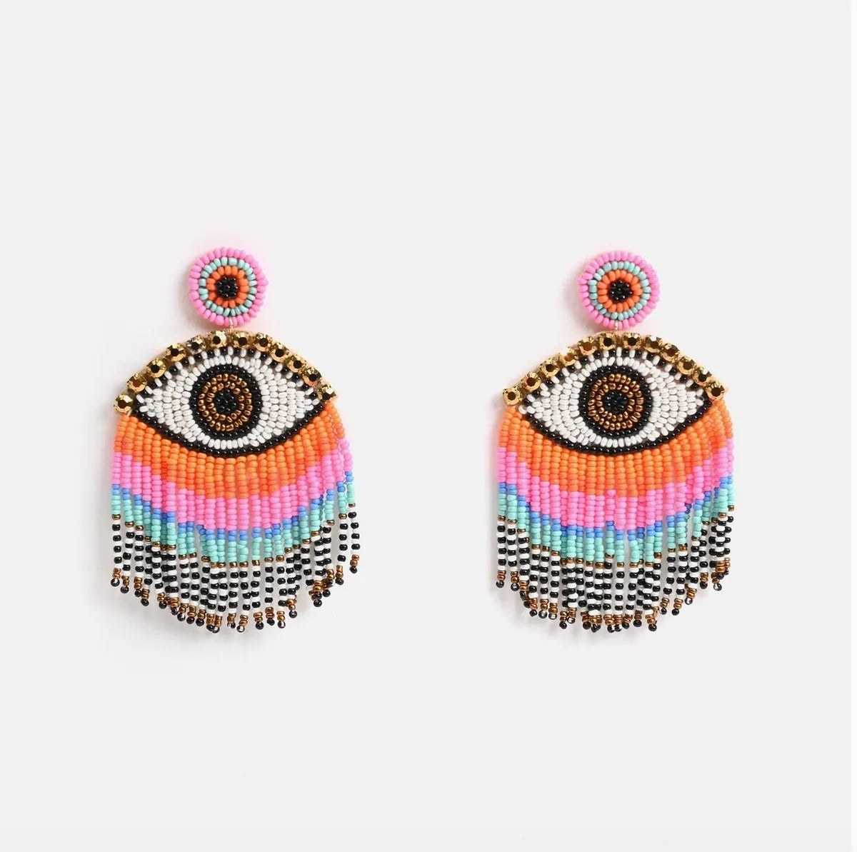 Rainbow Evil Eye Earrings