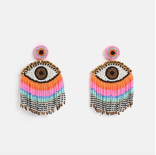 Rainbow Evil Eye Earrings