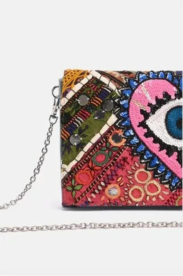 Watch Over Me Evil Eye Denim Clutch