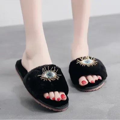 Beaded Evil Eye Slippers