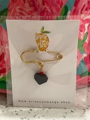 Cuban Azabache Heart Pin