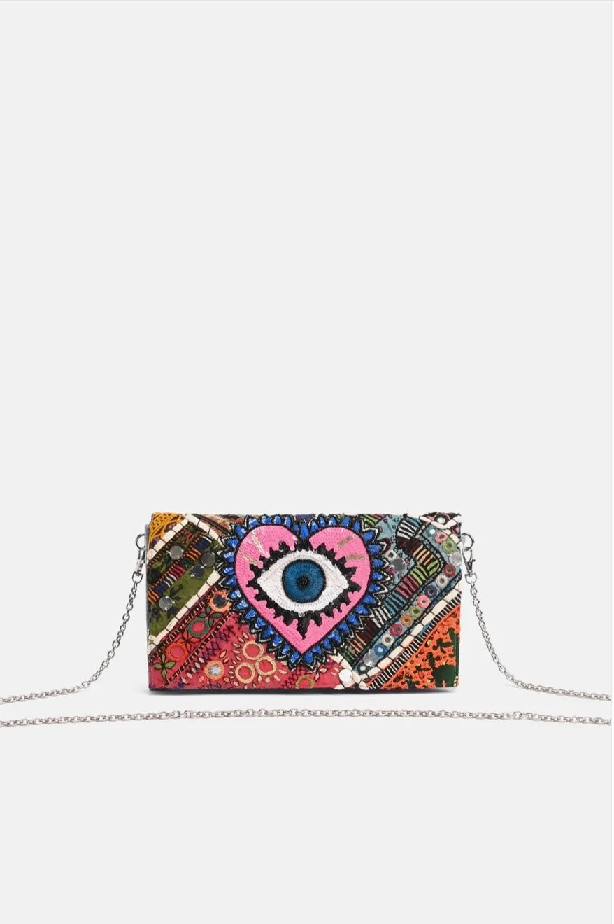 Watch Over Me Evil Eye Denim Clutch
