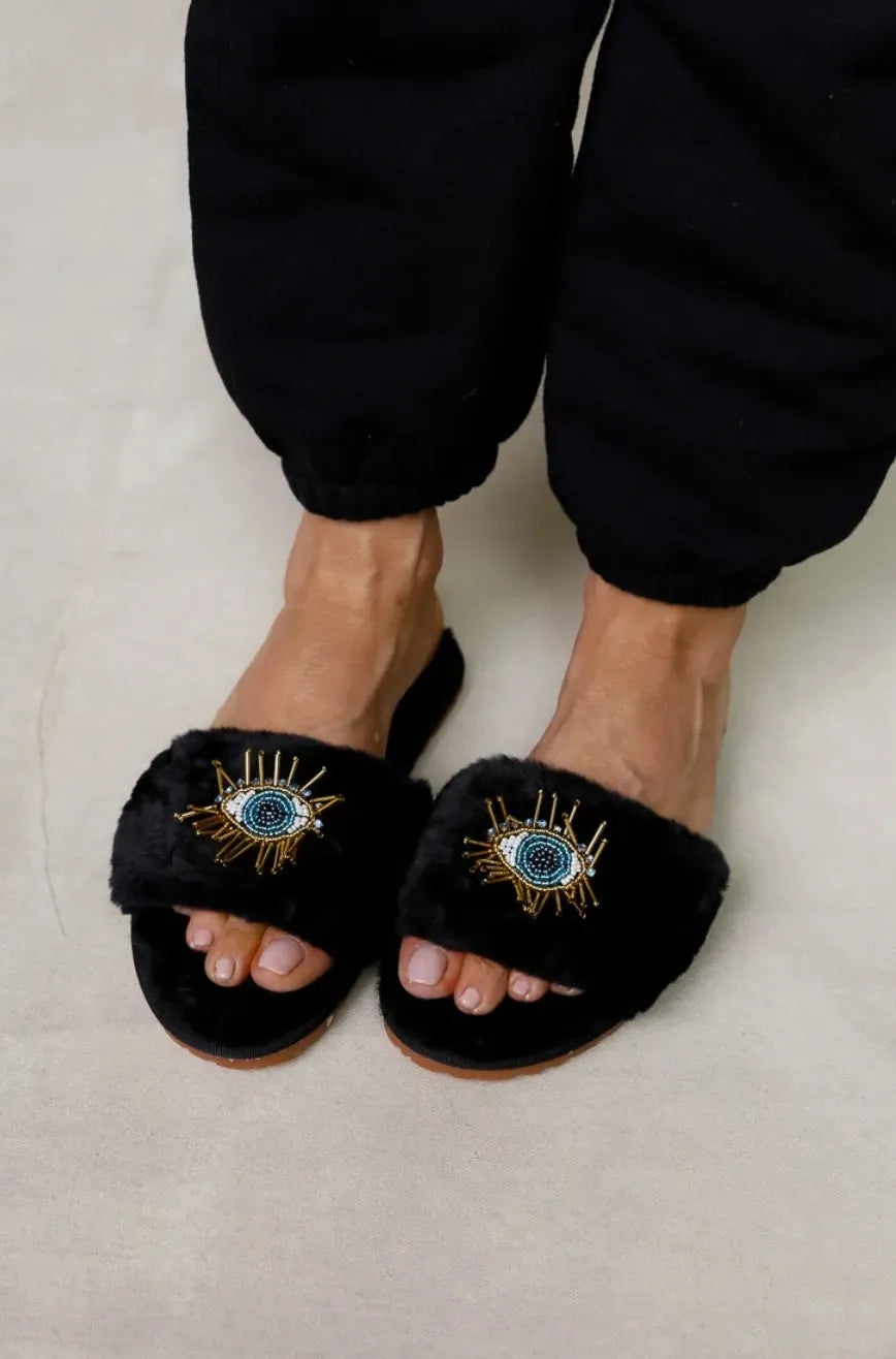 Beaded Evil Eye Slippers