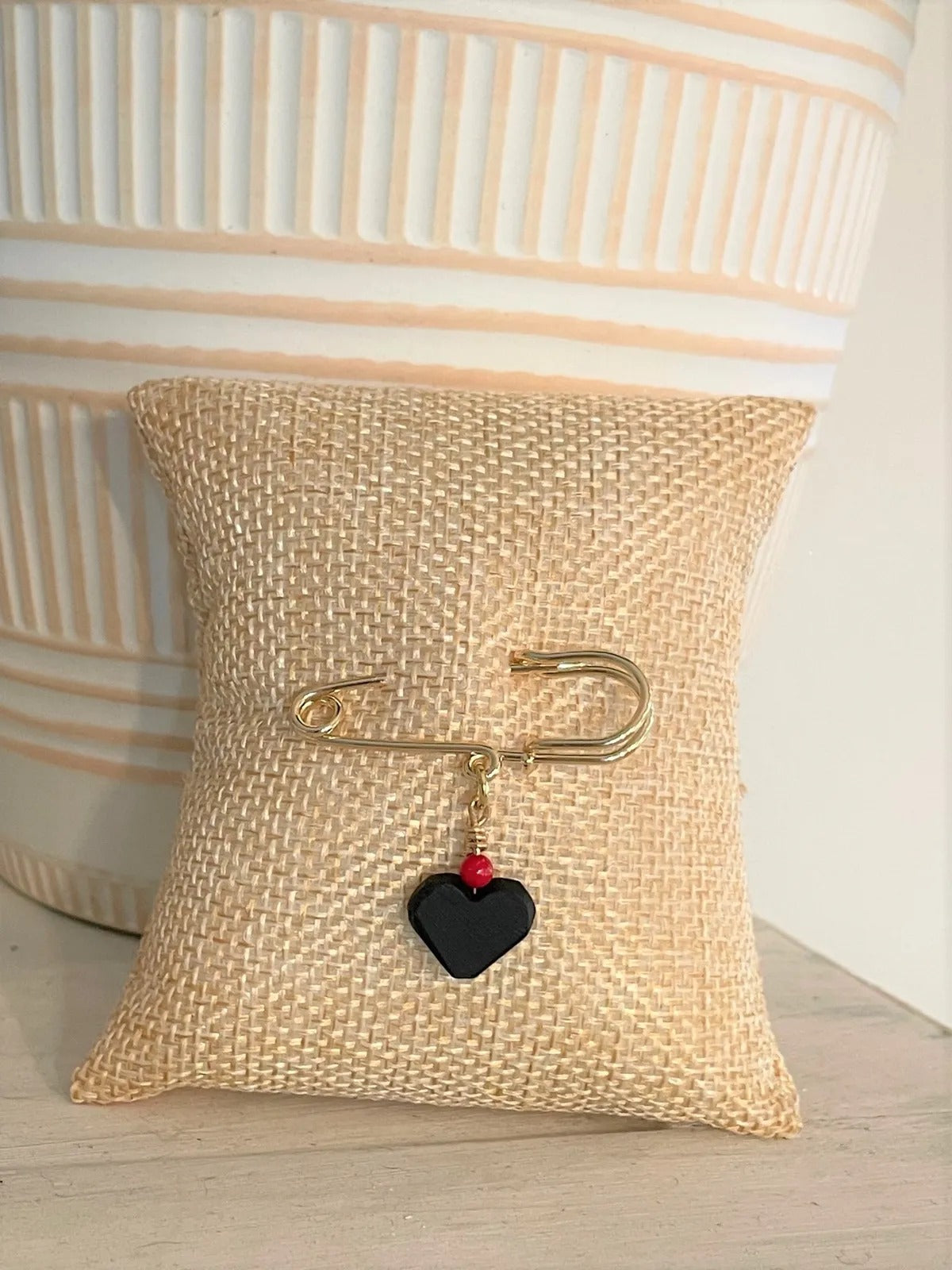 Cuban Azabache Heart Pin